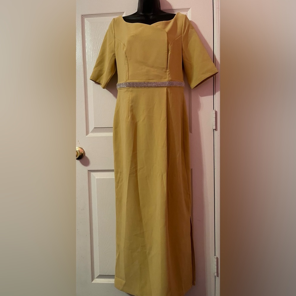 STYLEWE NWT Yellow/Mustard Floor Length Dress with Rhinestone Trim Size S